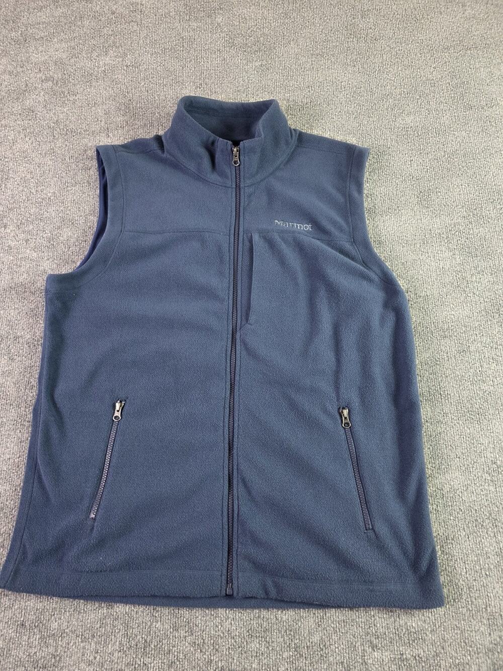 Marmot Fleece Vest Men's XL Blue Full Zip Lightweight Preppy EUC
